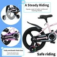 thumbnail image 6 of Holaki 18 inch Kids Bike with Training Wheels & Handbrake for Boys & Girls Ages 5-9, High Carbon Steel Frame Adjustable Seat Kids Bicycle with Kettle Stand & Night Glow for Birthday Gift, Pink, 6 of 10