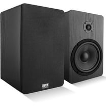 Pyle Wifi Woven Glass Fiber Woofer 50 Watt Continuous Power Bookshelf Speakers, Black