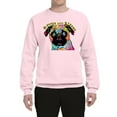 thumbnail image 2 of Wild Bobby, Pugs and Kisses Cute Dog Neon Rainbow Pug Dog Lover Unisex Crewneck Graphic Sweatshirt, Light Pink, Small, 2 of 3