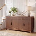 thumbnail image 5 of Poshby 55" Fluted Credenzas Sideboard Buffet Cabinet with 3 drawers, 4 Doors for Kitchen, Living Room, Walnut, 5 of 9