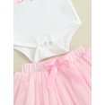 thumbnail image 6 of Newborn Baby Girls Summer Skirt Sets Short Sleeve Letter Donut Print Romper Tulle Skirt Headband, 6 of 7