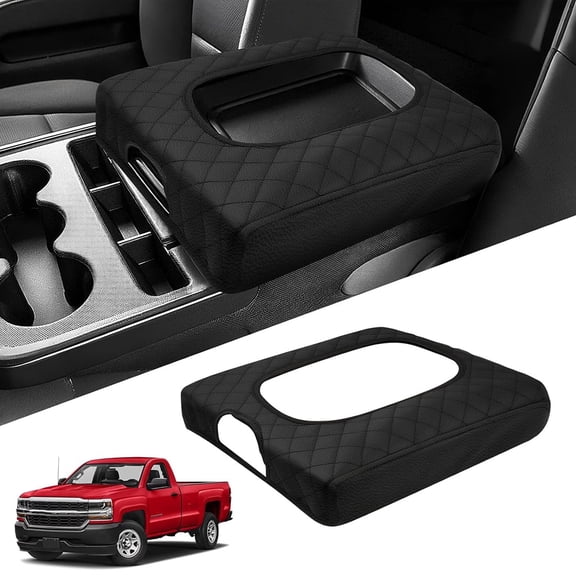 Center Console Armrest Cover Cushion Pad Fit for 2014-2018 Chevy Silverado GMC Sierra 40/20/40 Bench Seat, Black