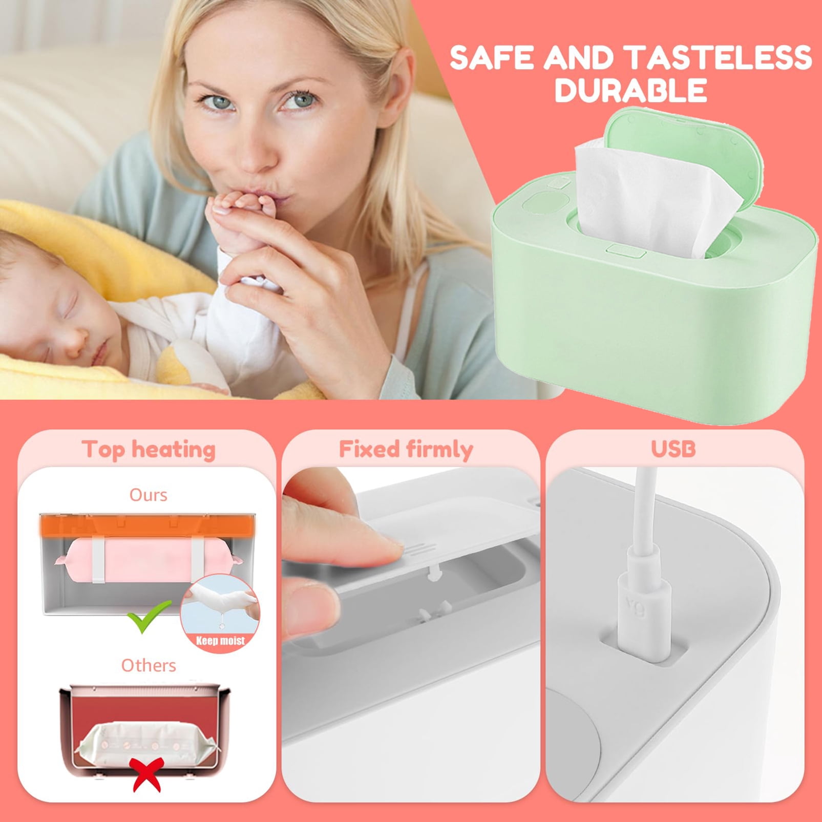 Mericonn Baby Wipes Warmer Dispenser Intelligent Precise Temperature Control, Diaper Heater,Green