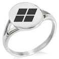thumbnail image 1 of Stainless Steel Takeda Samurai Crest Minimalist Oval Top Polished Statement Signet Ring, 1 of 1