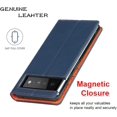 thumbnail image 6 of Fit for Google Pixel 6 Genuine Leather Wallet Case with RFID Blocking Card Holder,Headset Winder,Flip Folio Magnetic Closure,Kickstand,Wrist Strap Cover Case for Google Pixel 6,6.4",Dark Blue, 6 of 14