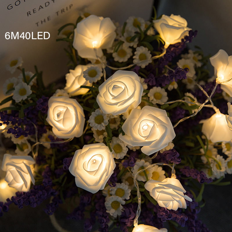 Home Decor Wedding Valentine USB Rose Lights String Fairy Lamp LED Flower 