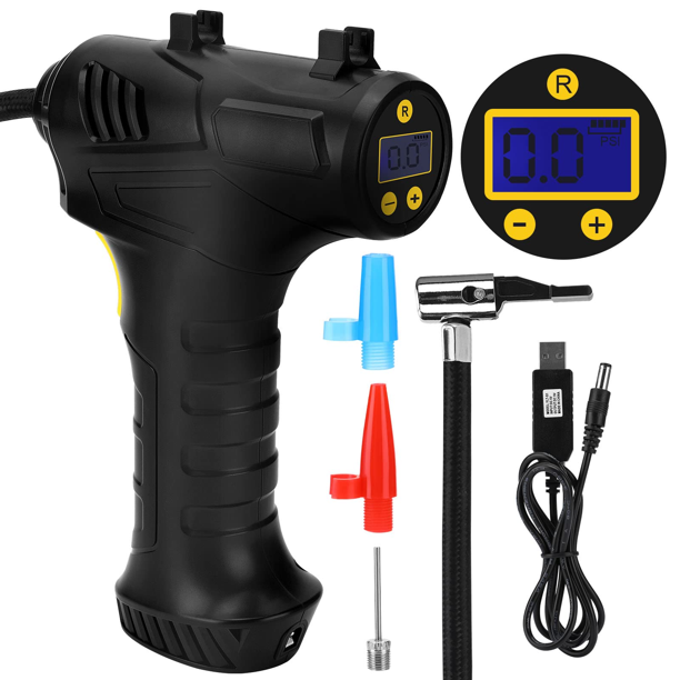 Cordless Tire Inflator,Rechargeable Compressor with Digital Pressure Gauge, Handheld Tire Air