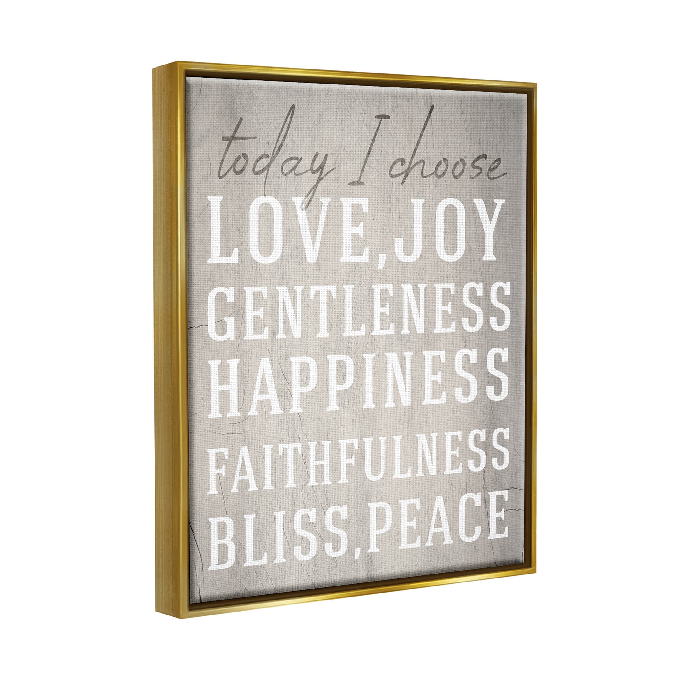 Stupell Industries Today I Choose Uplifting List Graphic Art Metallic Gold Floating Framed Canvas Print Wall Art, Design by Lil' Rue