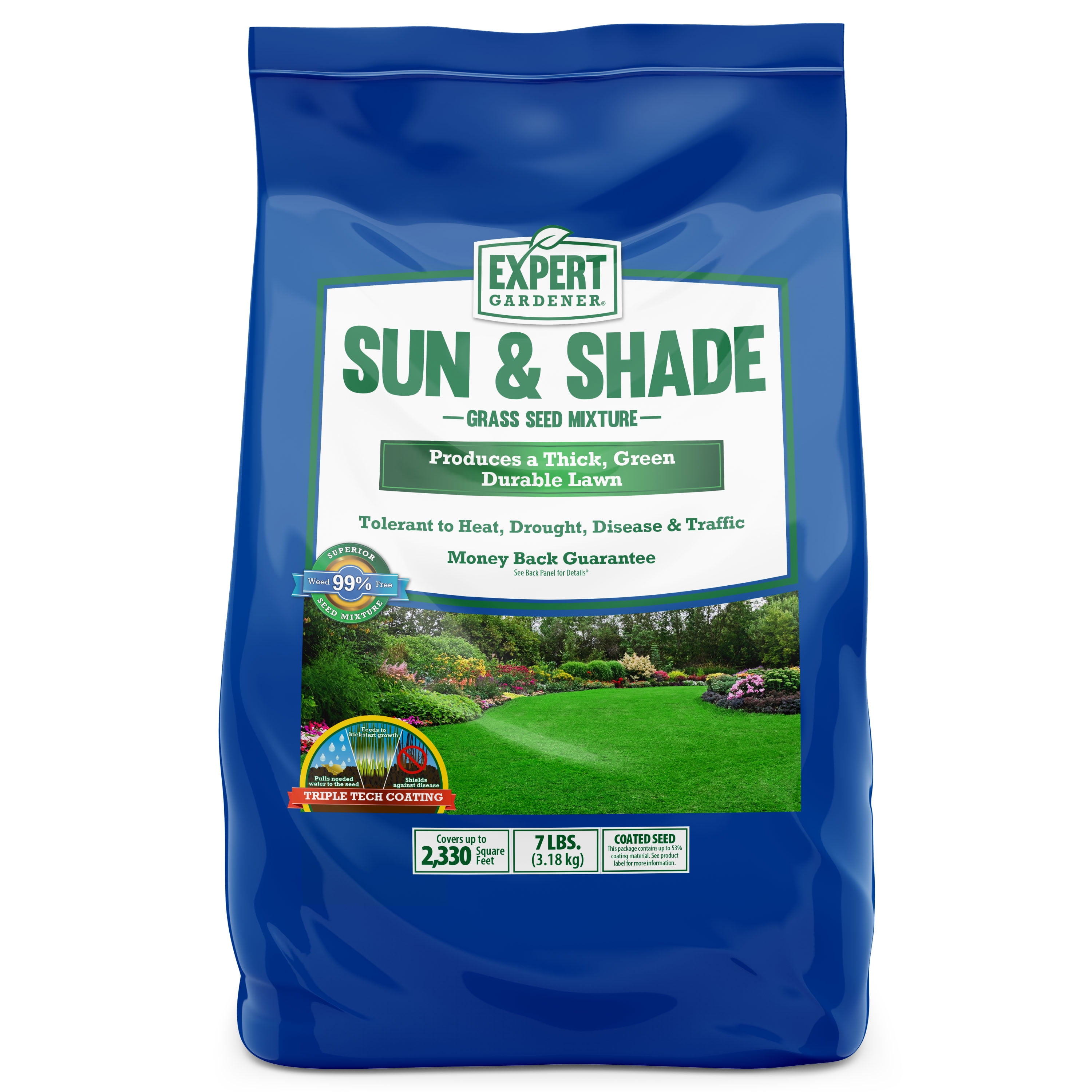 Expert Gardener Sun & Shade Southern Grass Seed Mix, for Sun to Partial Shade, 7 lb.