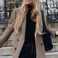 thumbnail image 3 of qolati Blazers for Women Casual Plaid Open Front Double Breasted Suits Jackets Long Sleeve Work Business Lapel Blazer Jacket with Pockets, 3 of 9