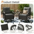 thumbnail image 5 of MRUAKA 3 Pieces Patio Furniture Set, Outdoor Swivel Gliders Rocker, Wicker Patio Bistro Set with Rattan Rocking Chair, Glass Top Side Table and Thickened Cushions for Porch Deck Backyard(Grey), 5 of 7
