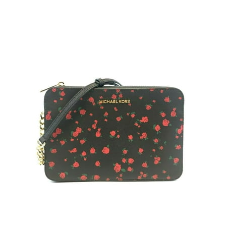 Large Red Brick - NEW WOMEN'S MICHAEL KORS JET SET LARGE EAST WEST BLACK RED ROSE CROSSBODY BAG