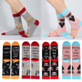 thumbnail image 2 of C Mujeres Niñas Novedad Refranes divertidos Calcetines largos Dibujos animados para gato Perro Temática Casual Linda Tobillera Medias para amantes de los animales Regalos de Navid, 2 of 5