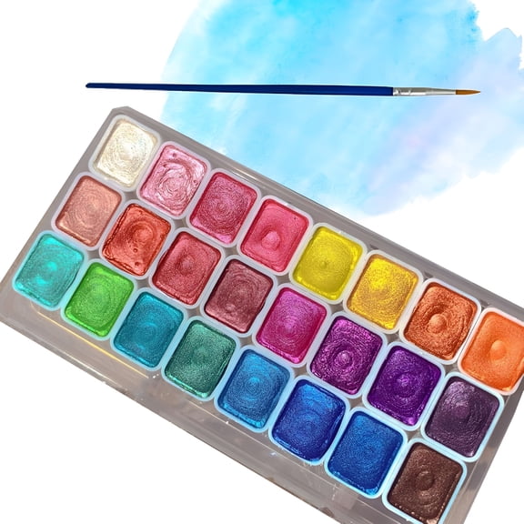 CCOCC Powder Mineral Pearl Pigment Art Watercolor,20/24 Colors Metallic Watercolor Paints,Mini Shifting Watercolor Painting Set,Iridescent Shimmer Metallic Watercolor Paints
