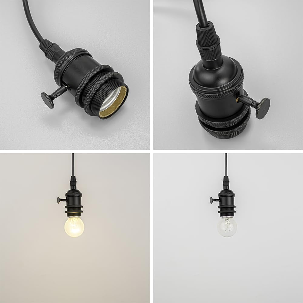 KAYYELAMP Set Three 0.98Feet Corded Track Lighting E26 Black Mini Base with Switch J-Type Track Pendant Light Retro Design for Kitchen Loft Dining Room Store(No Bulb, Track)