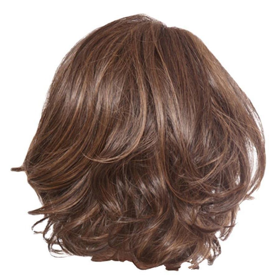 Wigs for middle-aged and elderly women Dark brown short curly wigs