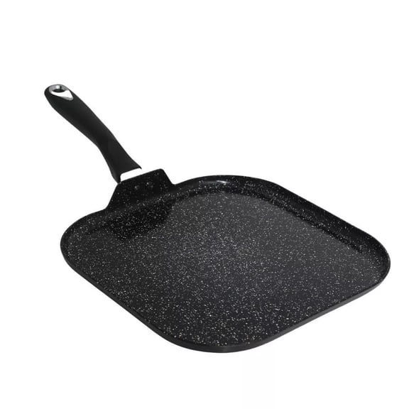 11" Ceramic Bistro Square Griddle Black: Pancake & Tortilla Stovetop Griddle, Aluminum, Hand Wash