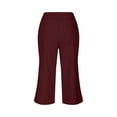 thumbnail image 6 of Penkiiy Womens 22" Wide Leg Capri Pants Yoga Legging High Waist Cropprd Pants with Pockets, 6 of 7