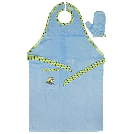 Stay Dry Bath Apron and Towel with Washmitt, Blue