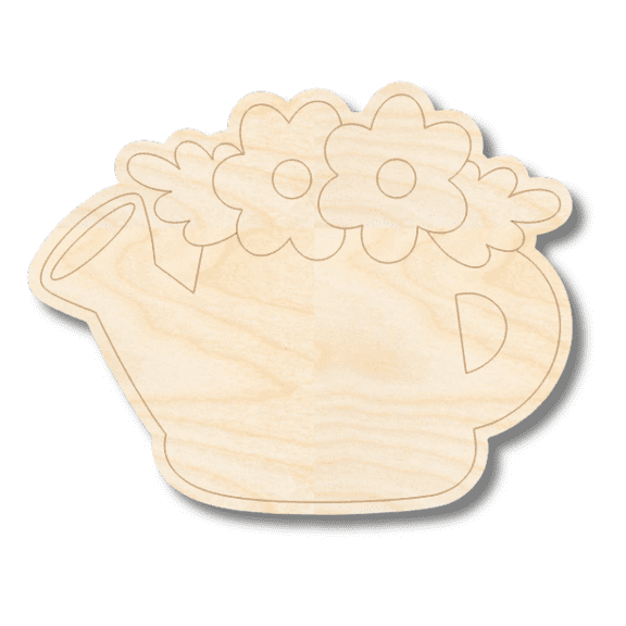 Unfinished Wood Etched Watering Can Shape 12" / 1/8"