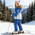 thumbnail image 4 of vdgthytj 2 Piece Snowsuits for Boys Girls Full Zip Contrast Striped Hooded down Jackets Bib Snow Pants Winter Warm Waterproof Outdoor Ski Sets(1-2 Years,Blue), 4 of 8