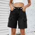 thumbnail image 1 of MKLEKYY Pantalones Cortos de Mezclilla con Bolsillos para Mujer, Estilo Urbano, Lavados, para El Trabajo, de Verano, 1 of 4