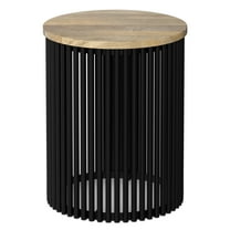 Demy 20 inch Wide Solid Mango/Metal Tall Industrial Side Table in Natura/Black, Assembled