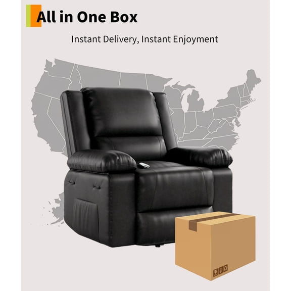 Power Lift Recliner Chair for Elderly – Electric PU Leather Recliner with Heat & Massage, Adjustable Backrest & Footrest, 400 lbs Capacity