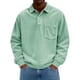 thumbnail image 1 of Blusa y camisa de manga larga con cuello vuelto para hombre, color liso, informal, con botones, cárdigan de media manga, con solapa y bolsillo, blusas de poliéster para hombre, 1 of 6