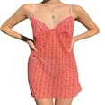 thumbnail image 1 of Femmes Fronde Robe d'Été Imprimé Floral V-Cou Volants Ourlet une Pièce Robes pour Femme, 1 of 7