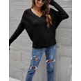 thumbnail image 2 of Solid Color Ribbed Sweater Black Small, 2 of 4