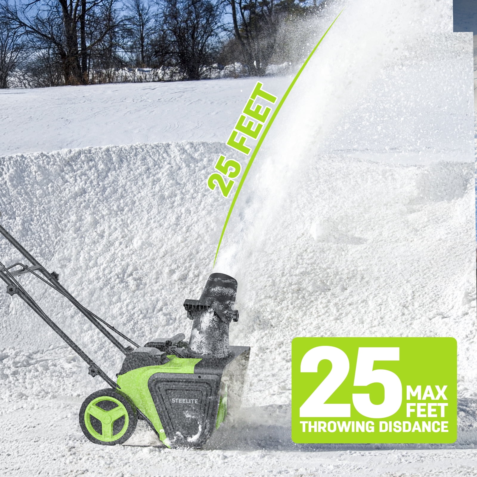 Steelite 2x21V Cordless Snow Blower, 20" Snow Thrower with Brushless Motor,850 lbs/Min Electric Snow Remove Machine with 2 x4.0 Ah Batteries & Charger