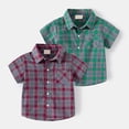 thumbnail image 3 of LOVEBAY Toddler Baby Boy Clothes Plaid Shirt Baby Short Sleeve Button Down Shirt Top Summer Clothes Outfit for Boys Kids,Size 3-4 Years, 3 of 3