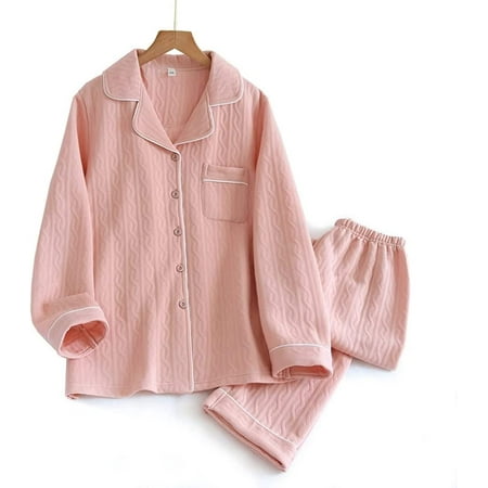 

QWZNDZG ZMMDD Autumn and Winter Pajamas Two-Piece Couple Cotton Air Layer Thickening Home Service for Men and Women (Color : Men Gray Size : Large)