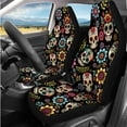 thumbnail image 2 of Uorisanigo Sugar Skull Flowers 14 Pieces Car Seat Covers with Headrest Cover and Steering Wheel Cover Center Console Cover Auto Seat Belt Cover Fashion Comfortable Suitable for Cars SUVs, 2 of 6