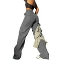 thumbnail image 3 of BRDFRL Cargo Pants for Women High Waisted Casual Pants Work Pants Baggy Stretchy Wide Leg Y2K Streetwear with Pockets Gray M, 3 of 6