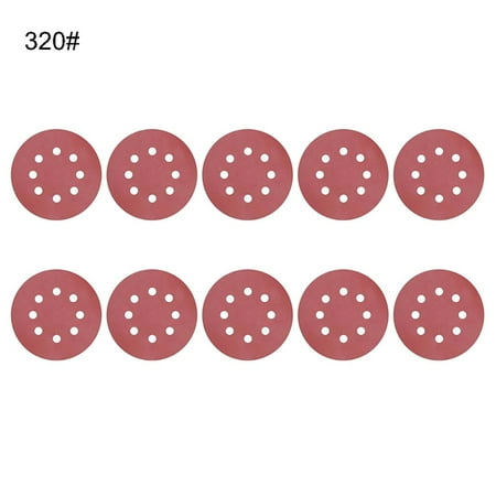 

Feiruifan 10Pcs 125mm 8 Holes Round Shape Grinding Sanding Discs Hook Loop Sandpaper Pad