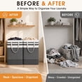 thumbnail image 4 of Xmushyra 2 Pack Large Laundry Baskets, Laundry Hampers, Freestanding Waterproof Collapsible Clothes Basket with Easy Carry Handles in Laundry Room Bathroom Bedroom Dorm,75L, 4 of 6