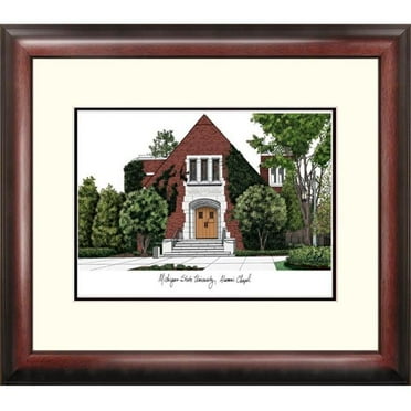 Campus Images Michigan State Alumni Chapel University Alumnus Lithograph - Mahogany/Black - 18'' x 14''