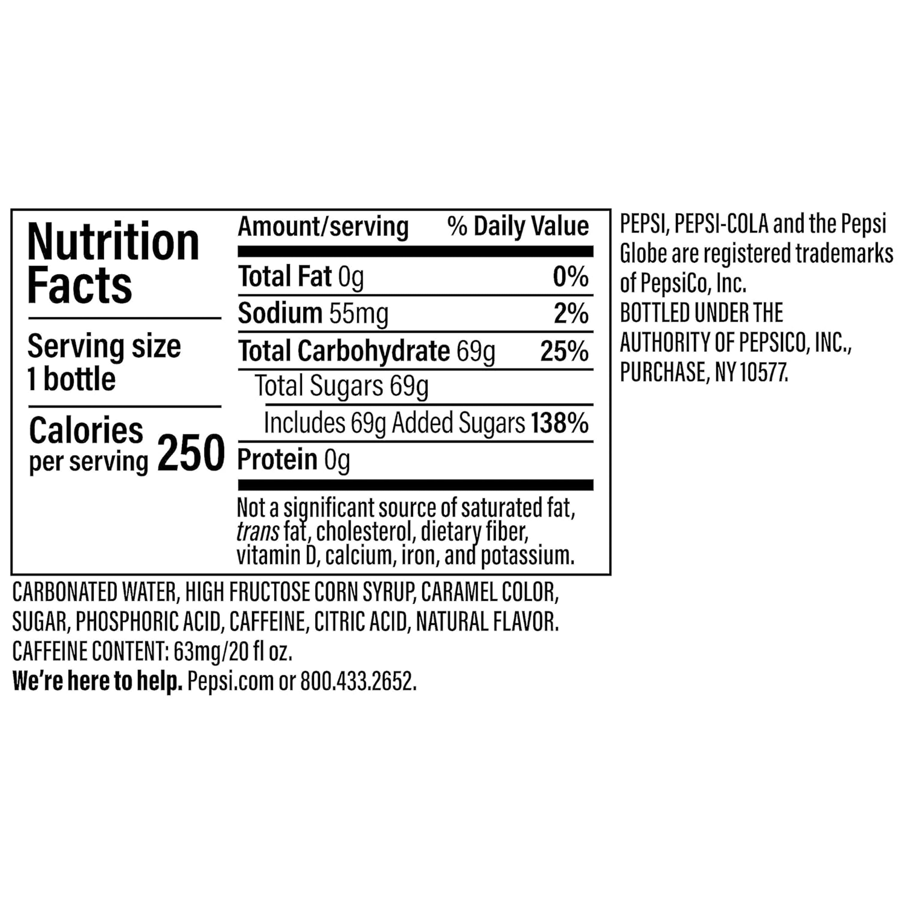 Pepsi Cola Soda pop, 20 fl oz bottle