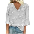 thumbnail image 2 of Danhjin Womens T-Shirts Short Sleeve Summer Floral V Neck Tops Basic Comfy Casual Vacation Outfits Workout Tops Printed Loose Casual T -Shirts Boho Blouses, 2 of 5