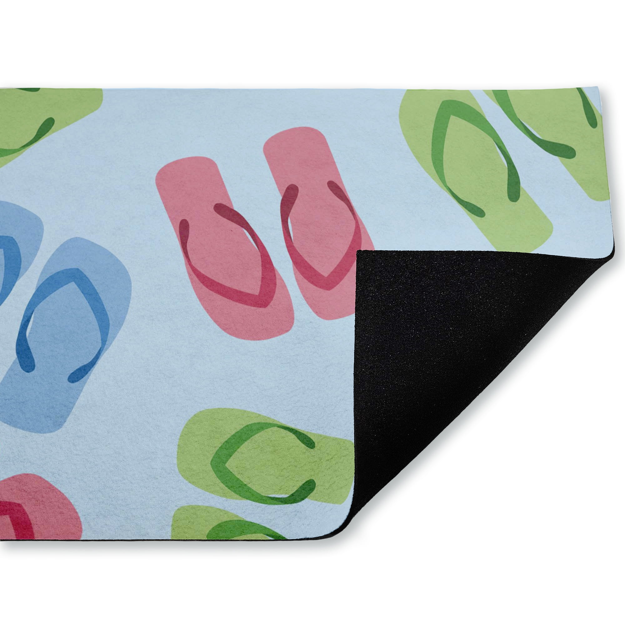 Stupell Industries Colorful Flip Flops on Blue Printed Outdoor Door Floor Mat, design by Lil' Rue