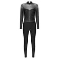 thumbnail image 3 of YONGHS Women Gymnastics Leotard Unitard Shiny Rhinestone Full Length Figure Ice Skating Jumpsuit Black XL, 3 of 7