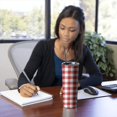 thumbnail image 4 of 20oz Red and White Plaid Pattern Skinny Tumblers Stainless Steel Tumbler with Lid and Straw,Vacuum Insulated Double Wall Travel Tumbler Cups with Cleaning Brush for Coffee,Tea, 4 of 6