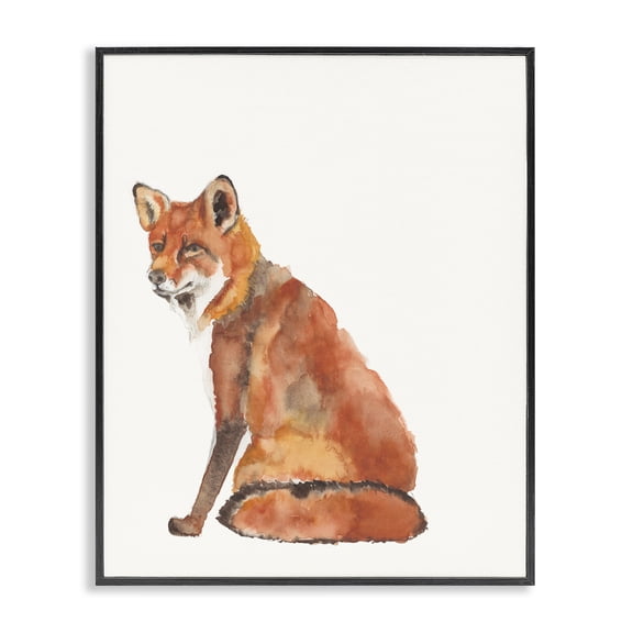 Stupell Industries Rustic Lodge Curious Fox Orange Black Framed Giclee Art, 11 x 14, by Jennifer Goldberger