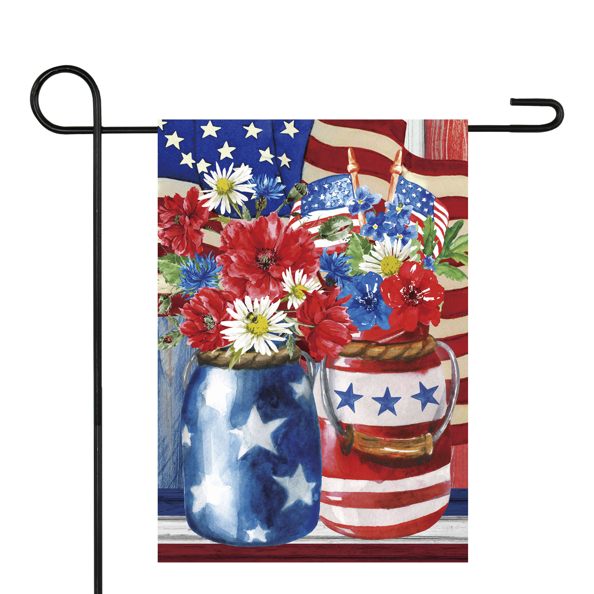 Patriotic Americana Floral Bouquet Outdoor Garden Flag 12.5" x 18"
