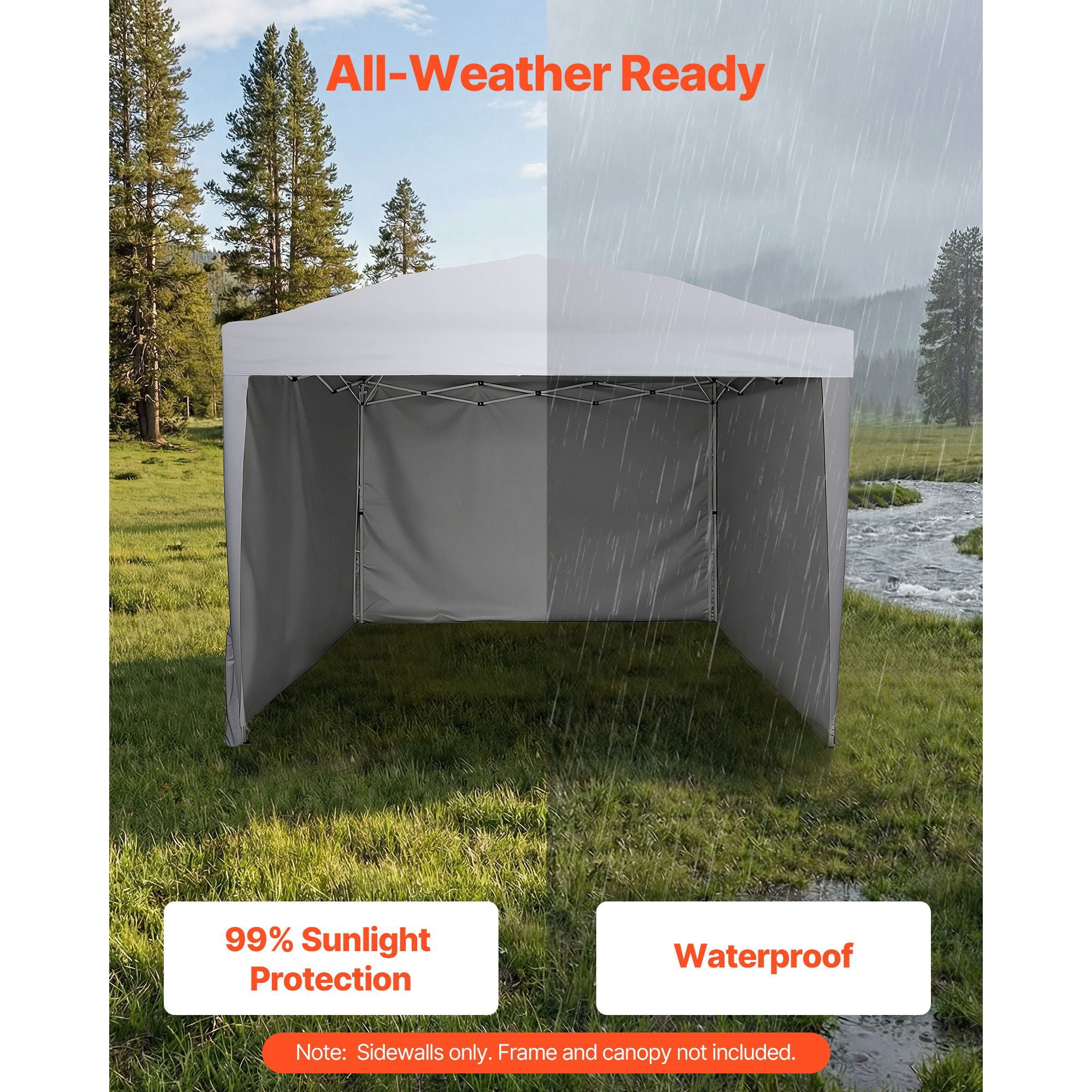 Canopy Sidewalls, Fit for 10 x 10 ft Pop Up Canopy Tent, Tent Side Walls with Waterproof and Sunlight Protection Layer for Outdoor Event Tents, Vendor Booths, Camping (3 Sidewalls Only, White)