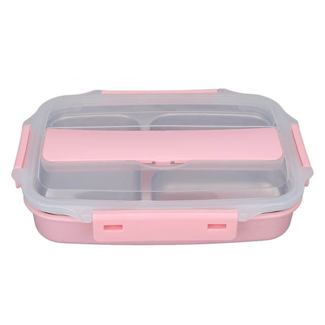 Kids Lunch Containers, Four Sided Buckle Design Thermal Insulation Bento Lunch Box Thermal Insulation Leakproof Sealing For Office For School Black,Pink,Sky Blue