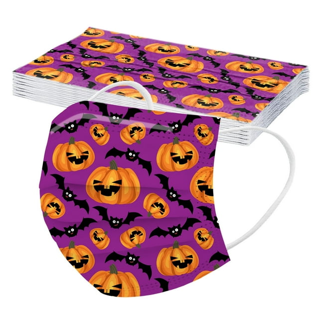 Masque d'Halloween pour Adultes 50 Pcs Masque Jetable de Haute Qualité Motif Dessin Animé Mixte