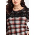 thumbnail image 2 of Top RITERA para mujer, talla grande, manga larga, encaje cuadriculado, 4XL, 2 of 6